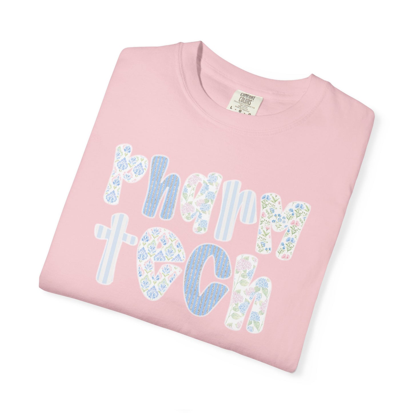 Pharm Tech T-Shirt — Floral Pastel Typography Tee