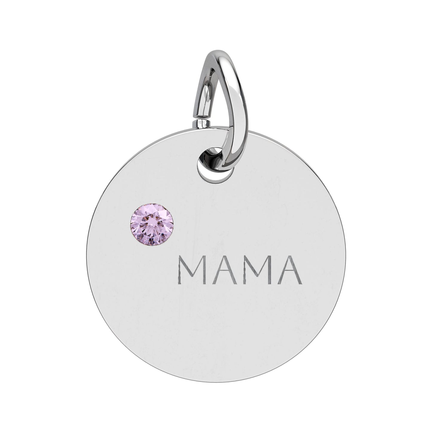 Engraved Birthstone Circle Charm 'MAMA' - Pendant Only
