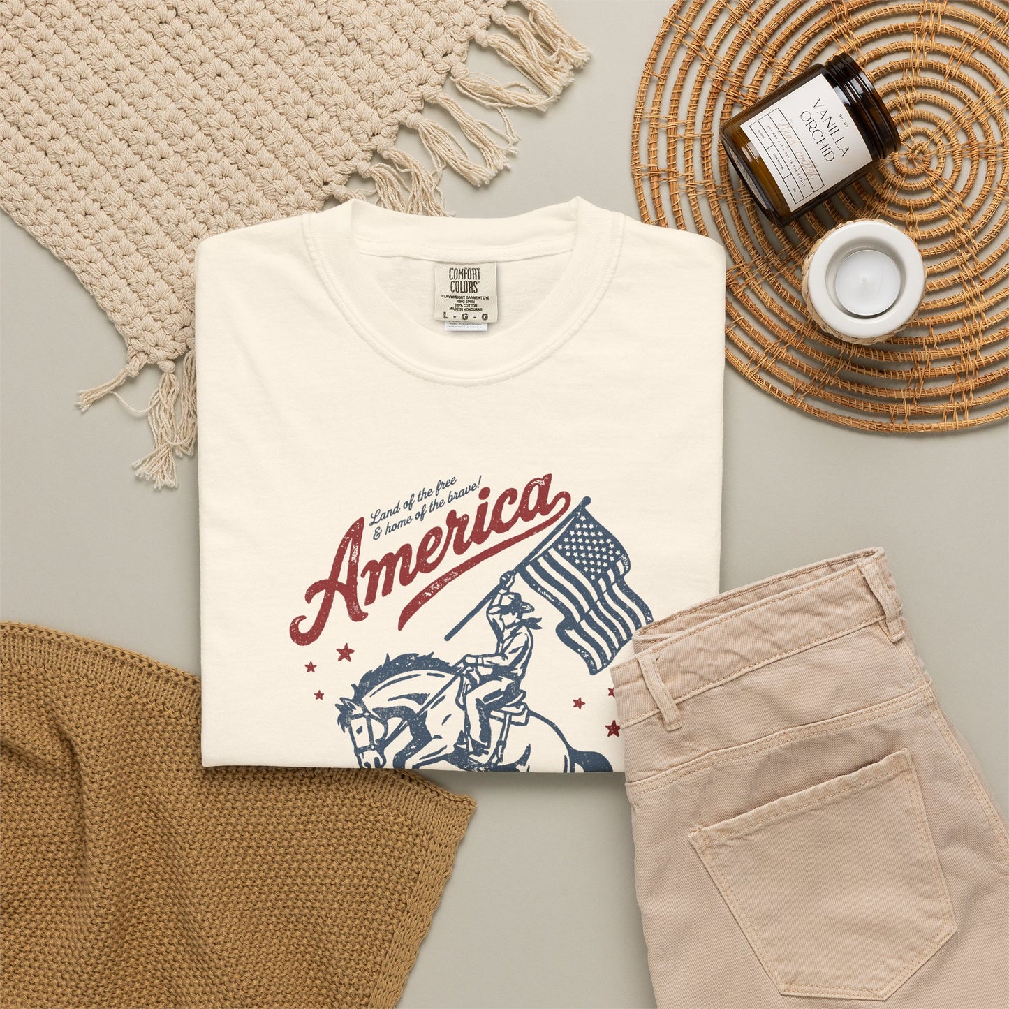 America Cowboy Flag T-Shirt – Retro Patriotic Rodeo Tee