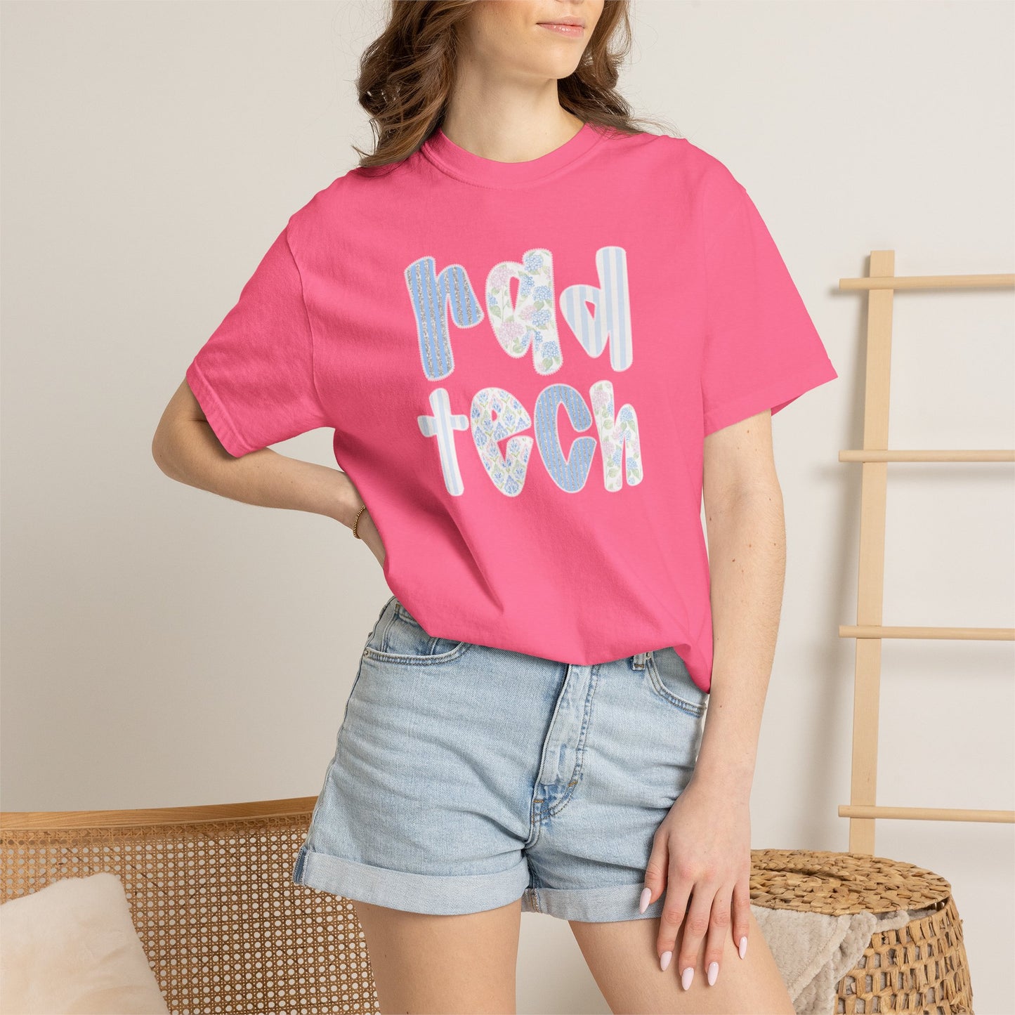 Rad Tech T-Shirt — Retro Floral 'rad tech' Graphic Tee for Radiologic Technologists