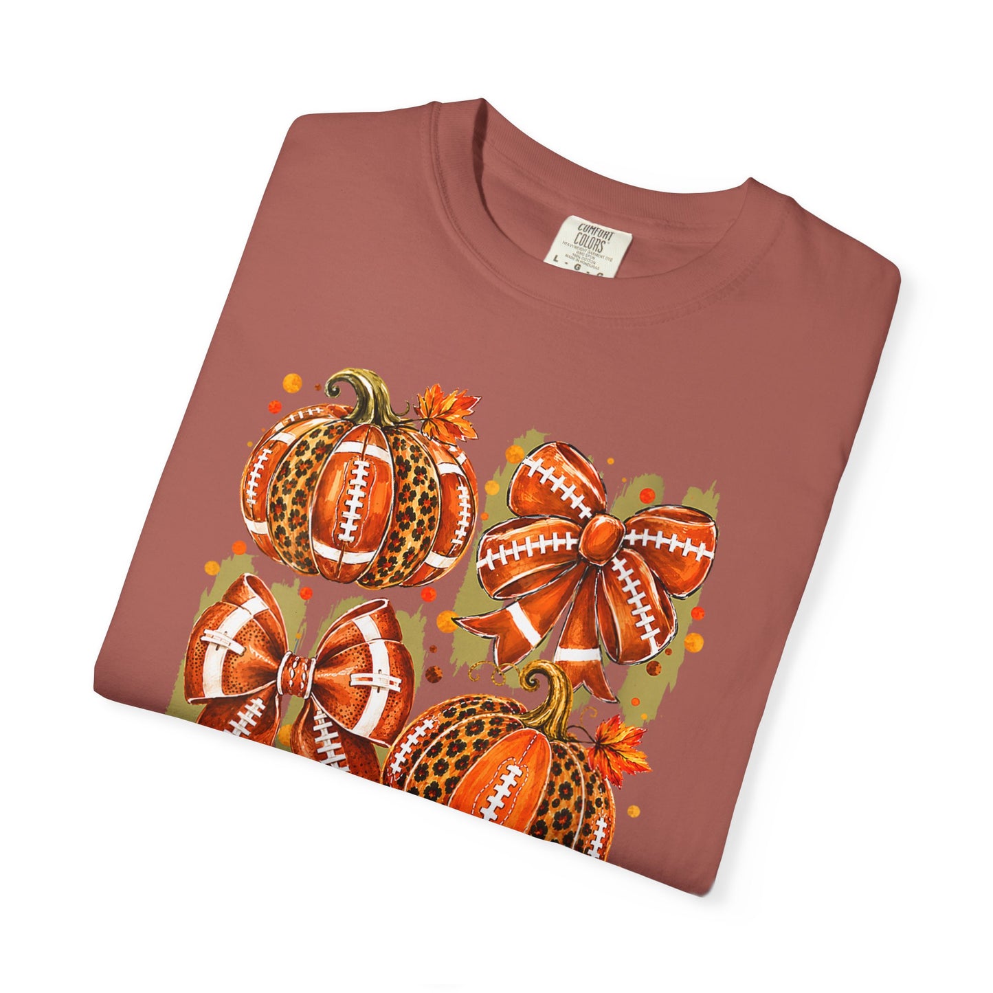 Pumpkin Patch Fall Football T-Shirt — Rustic Orange Autumn Pumpkins Tee