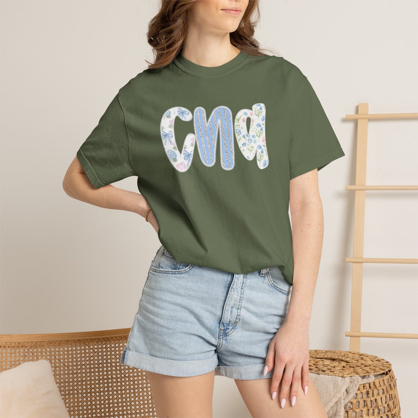 CNA Floral Script T-Shirt — Nurse Appreciation Gift