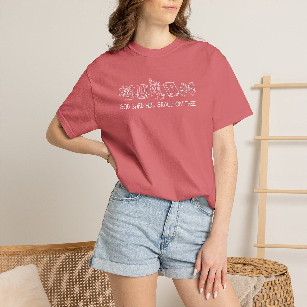 Graphic T-Shirt — 'God Shed His Grace On Thee' Minimal Line Art