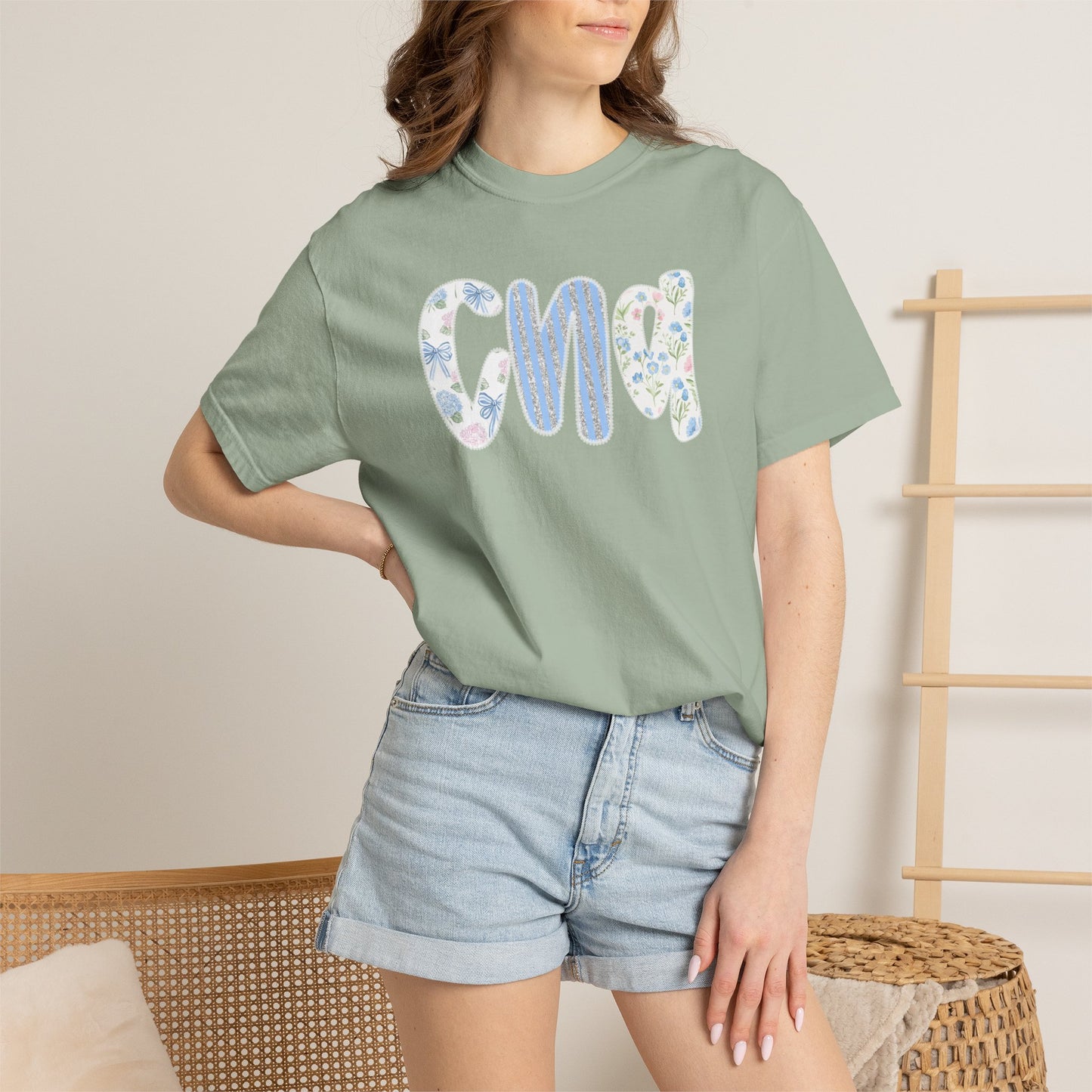CNA Floral Script T-Shirt — Nurse Appreciation Gift