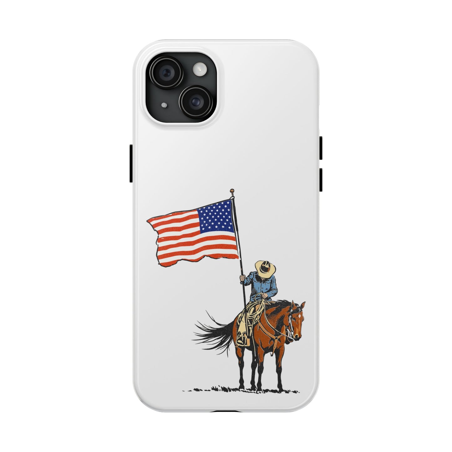 Rugged Western Phone Case — Cowboy Holding American Flag