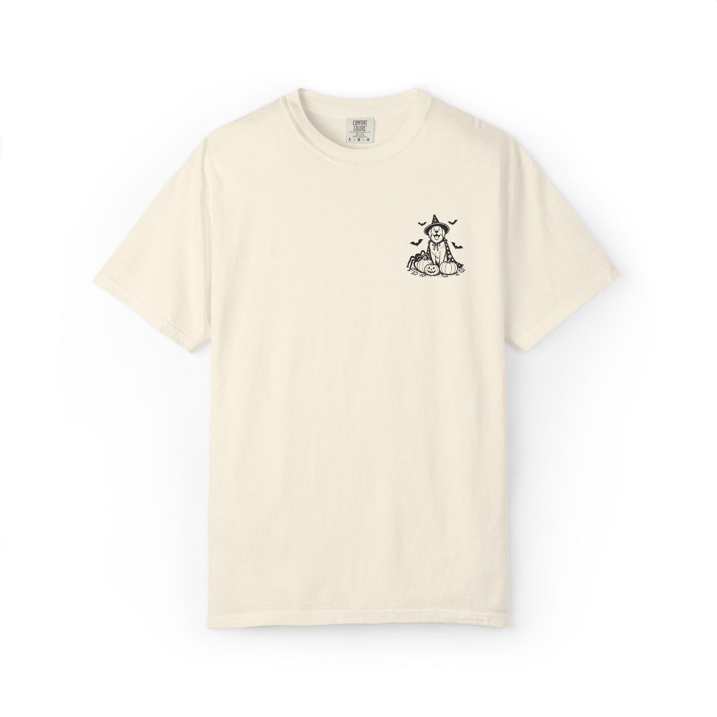 Pocket Spooky Golden Retriever Fall T-Shirt — Embroidered