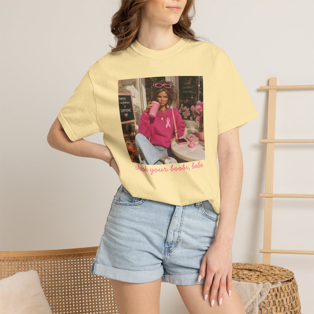 Breast Cancer Awareness T-Shirt — "Check Your Boobs, Babe" Retro Pink Ribbon Tee