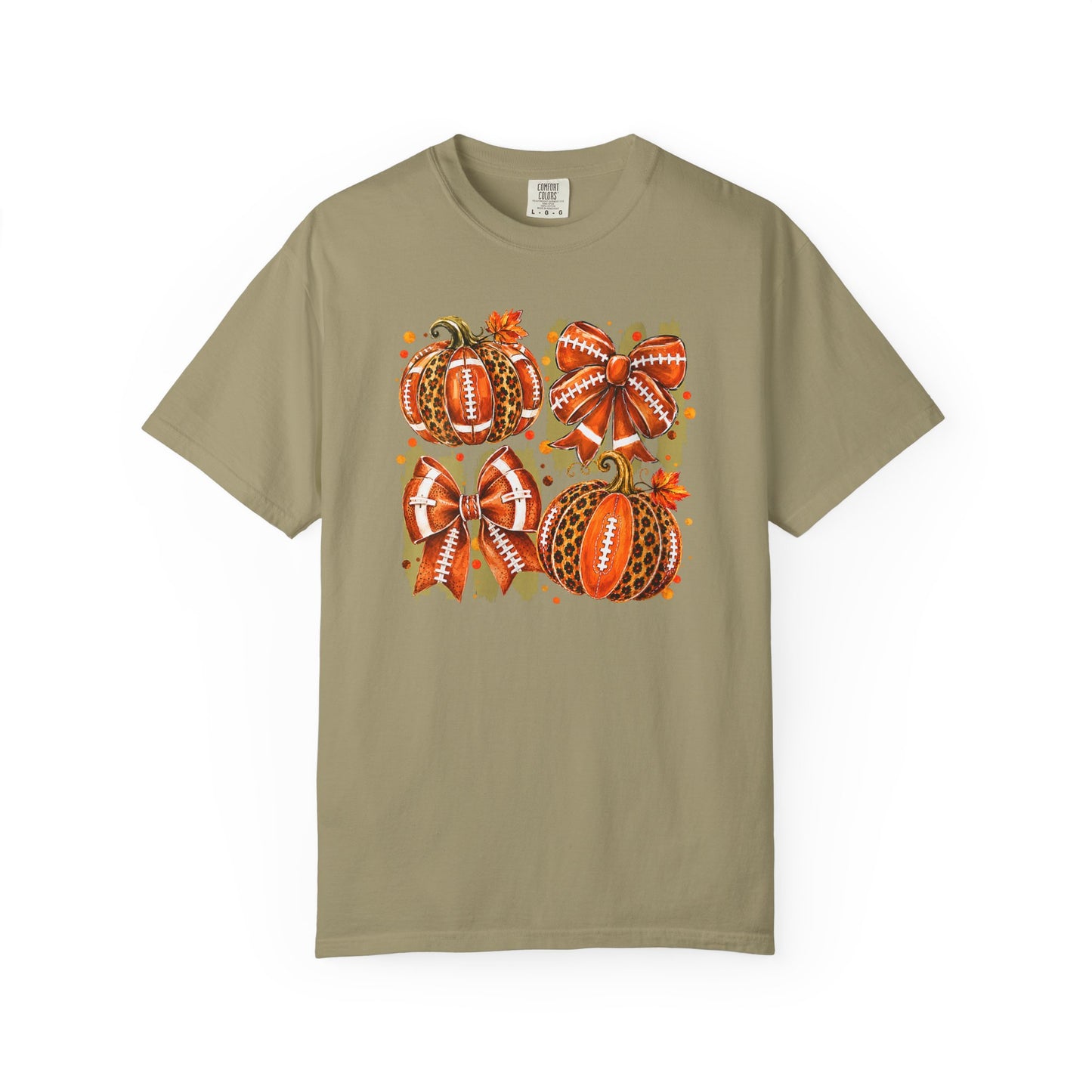 Pumpkin Patch Fall Football T-Shirt — Rustic Orange Autumn Pumpkins Tee