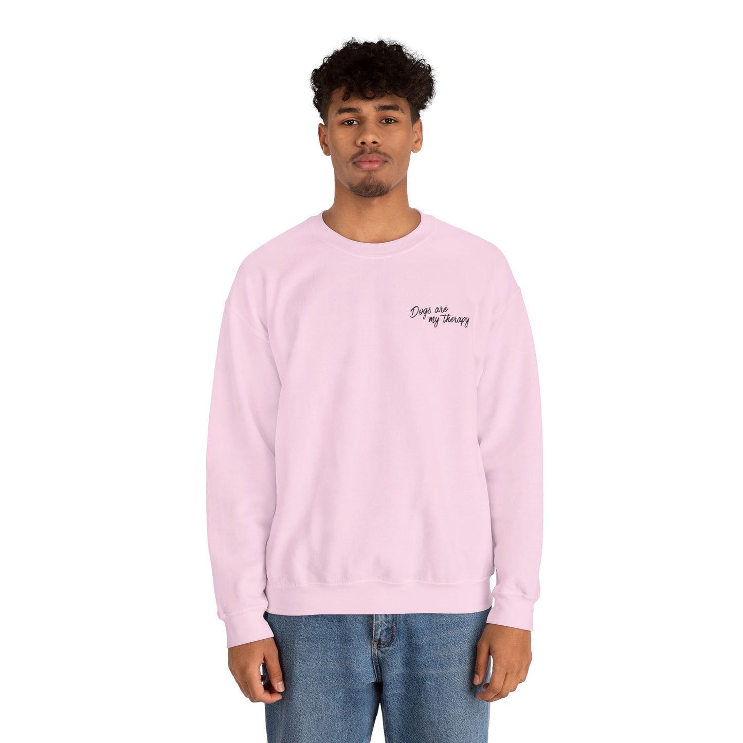 Minimal 'Dogs Are My Therapy' Crewneck Embroidered Sweatshirt