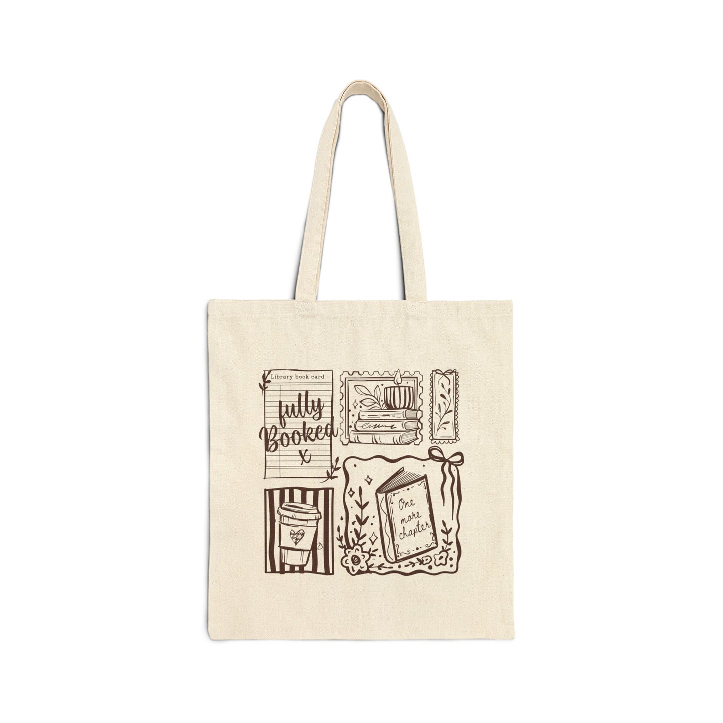 Tote Bag — 'Fully Booked' Library Illustrated Book Lover Canvas Tote