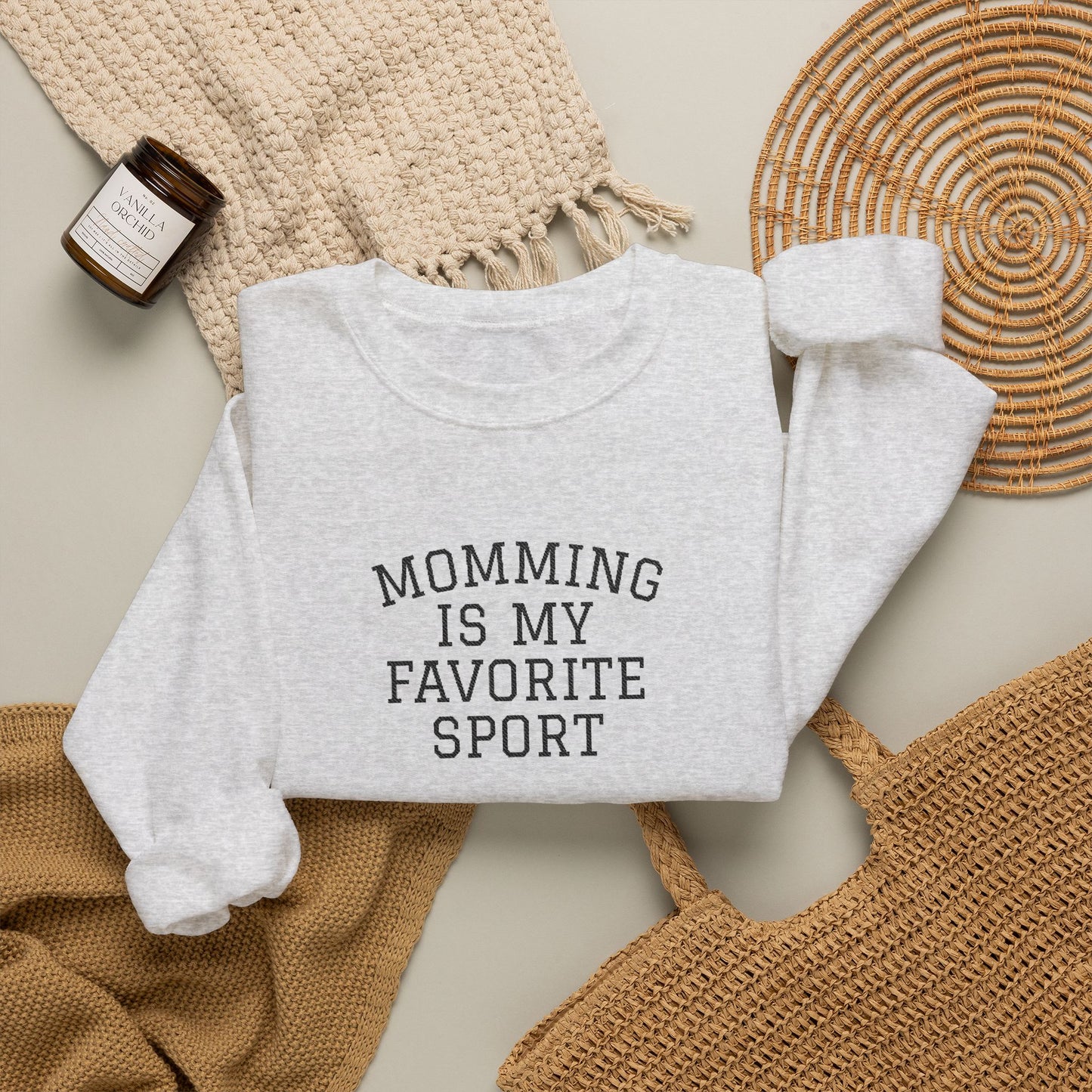 Momming Is My Favorite Sport Embroidered Sweatshirt