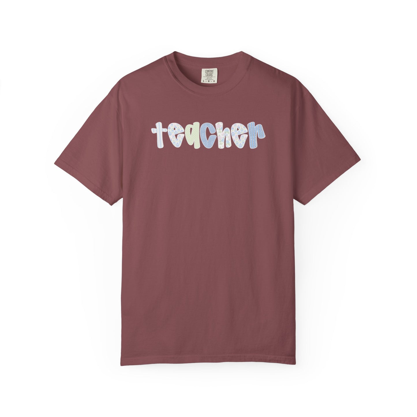 Teacher Floral Bubble Text T-Shirt — Cute Teacher Gift Tee