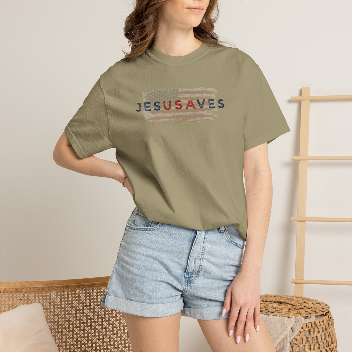 Jesus Saves T‑Shirt — Patriotic Faith Graphic Tee