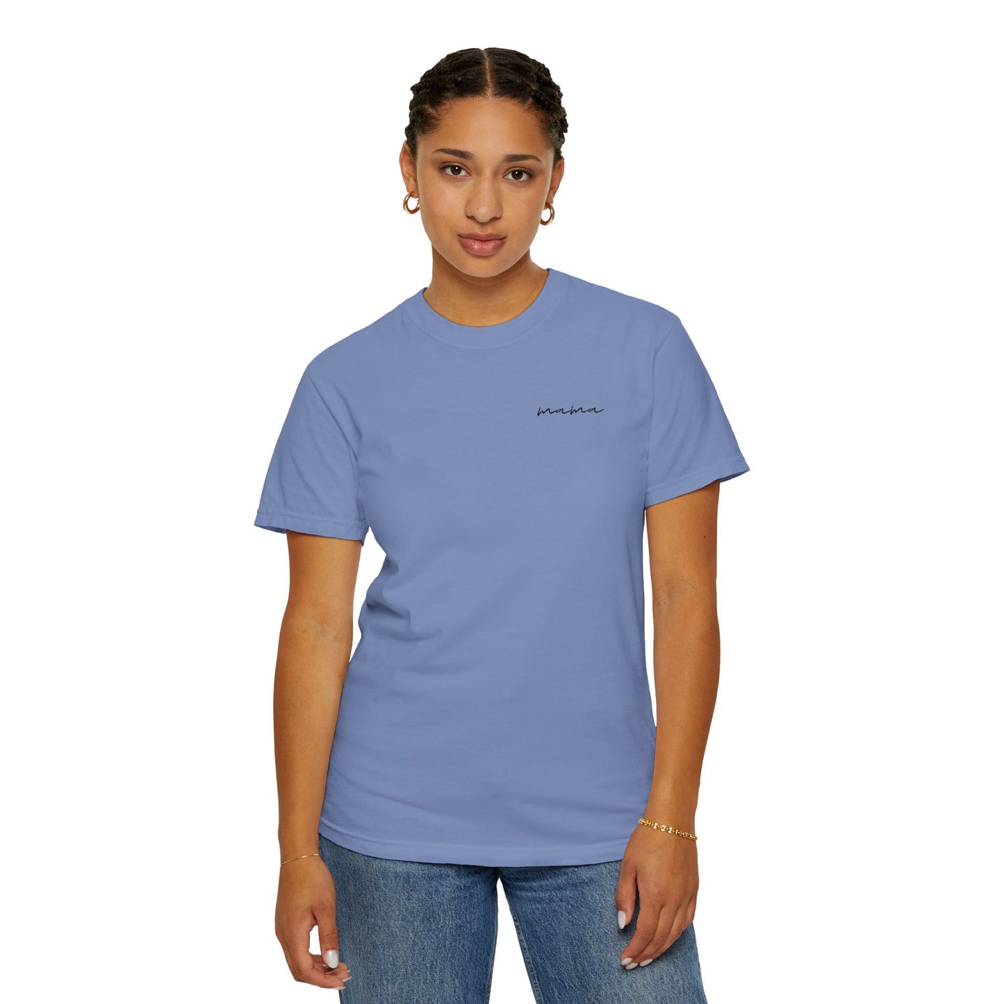 Mama Script Tee — Minimalist Embroidered "Mama" T-Shirt
