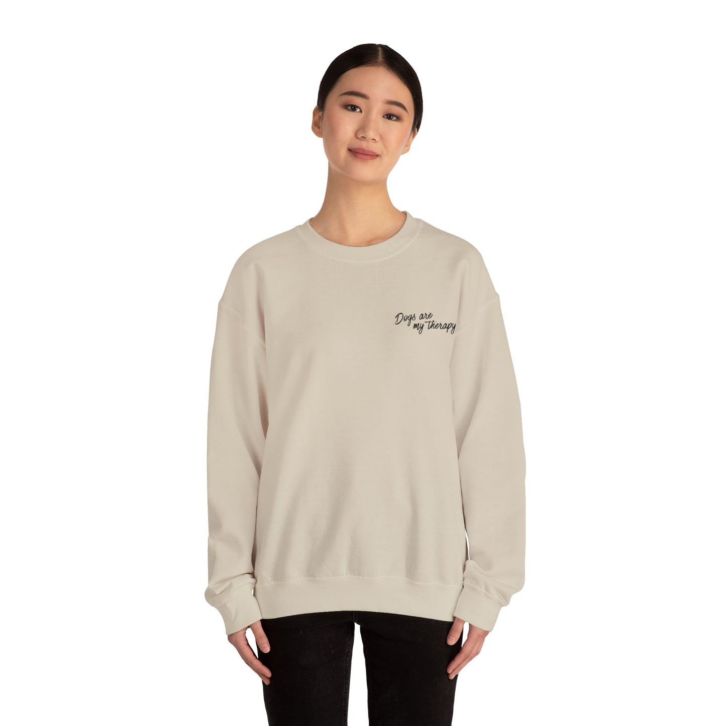 Minimal 'Dogs Are My Therapy' Crewneck Embroidered Sweatshirt