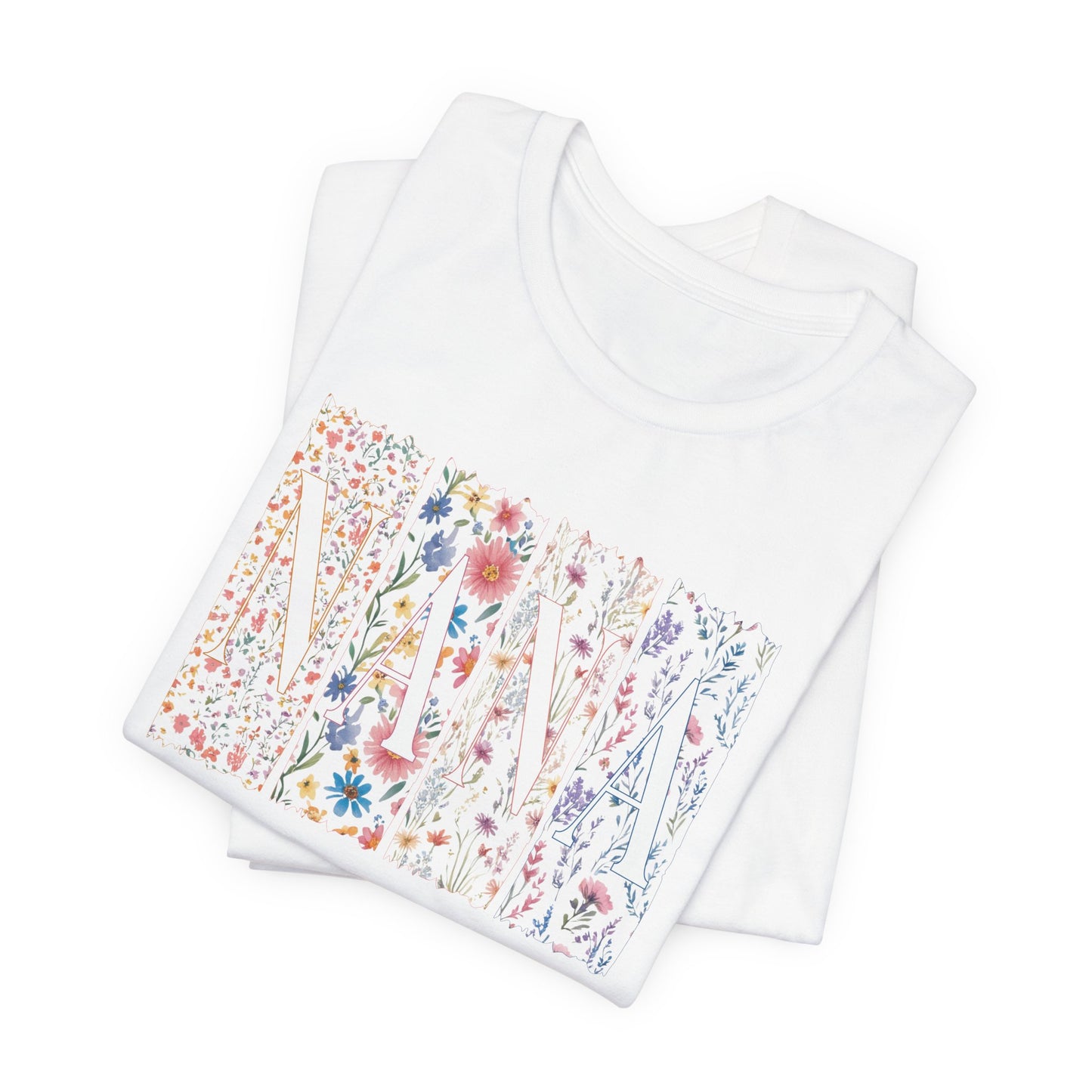Floral Meadow "Nana" Graphic Tee — Colorful Wildflower Illustration T-Shirt