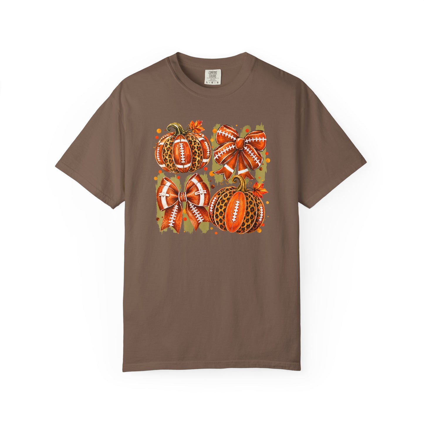 Pumpkin Patch Fall Football T-Shirt — Rustic Orange Autumn Pumpkins Tee