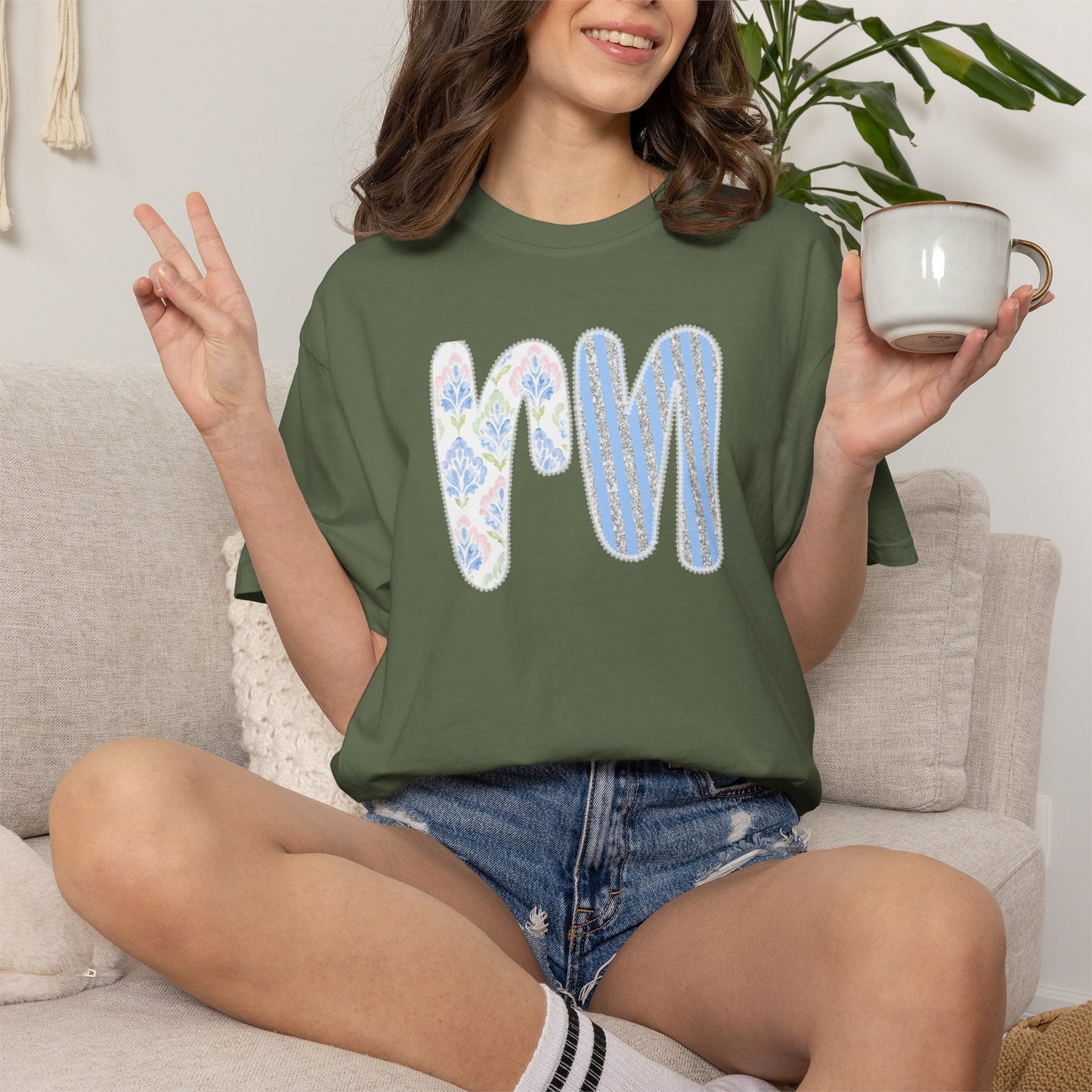 Retro 'RN' Floral Graphic T-Shirt — Garment-Dyed Casual Tee
