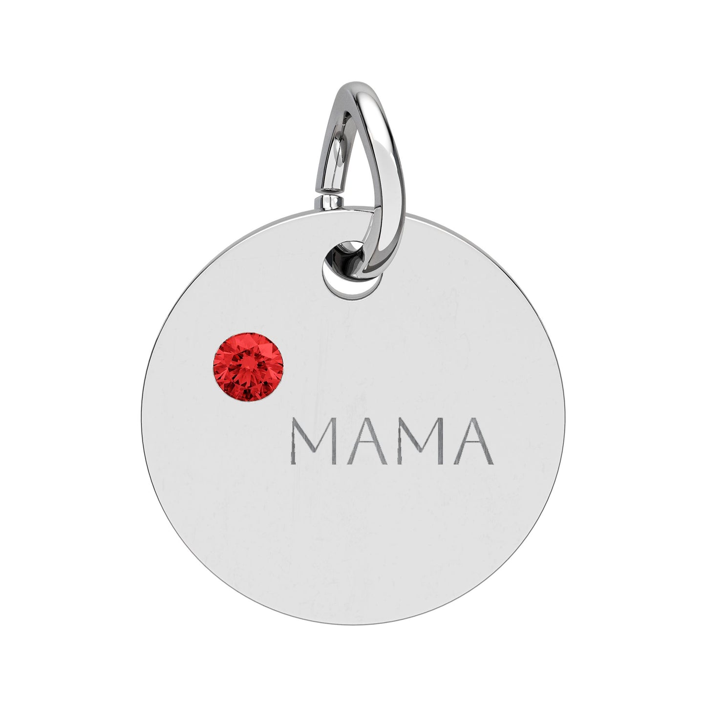 Engraved Birthstone Circle Charm 'MAMA' - Pendant Only