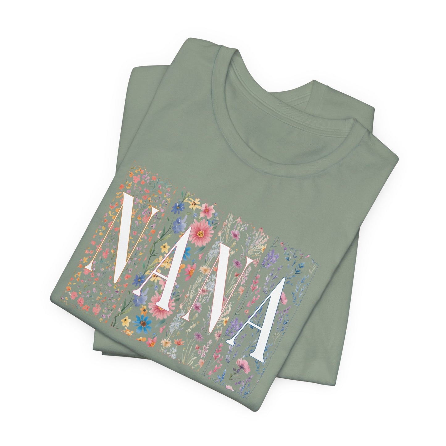 Floral Meadow "Nana" Graphic Tee — Colorful Wildflower Illustration T-Shirt