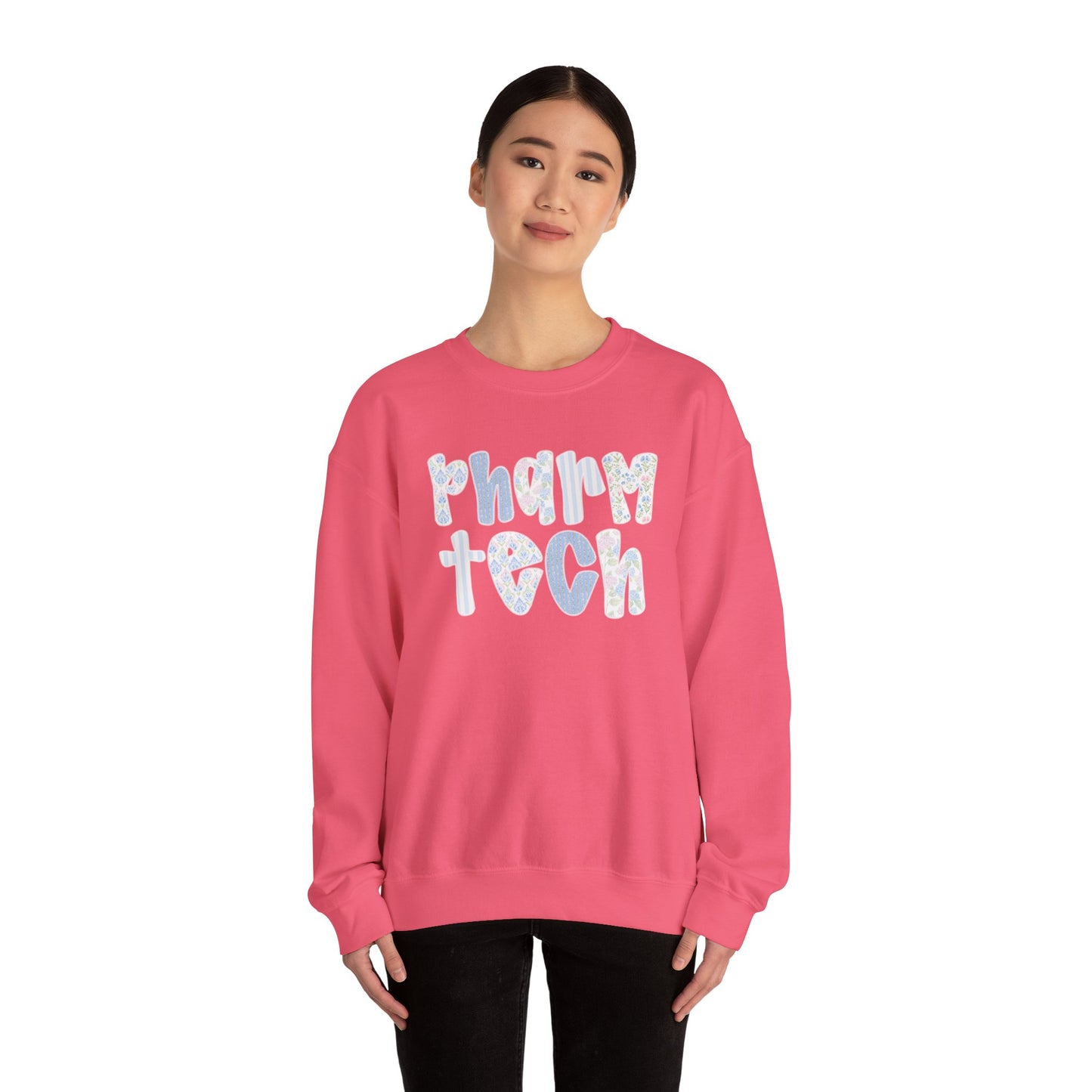 Pharm Tech Floral Crewneck Sweatshirt — Cute Pharmacy Technician Gift