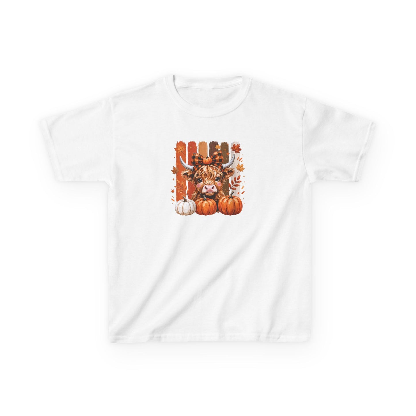 Kids Fall Cow Pumpkin T-Shirt