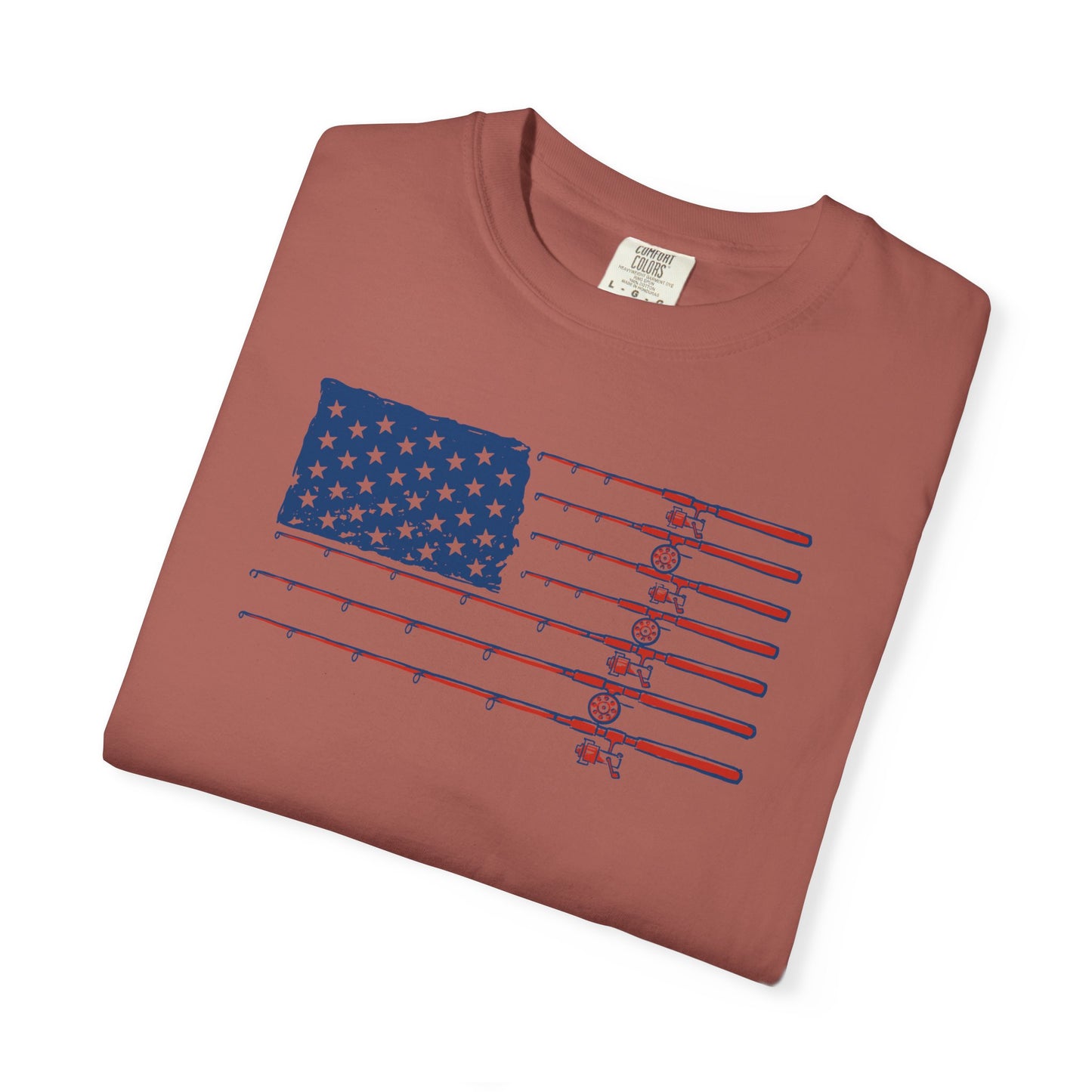 American Fishing Flag T-Shirt — Patriotic Bass Rods Graphic Tee