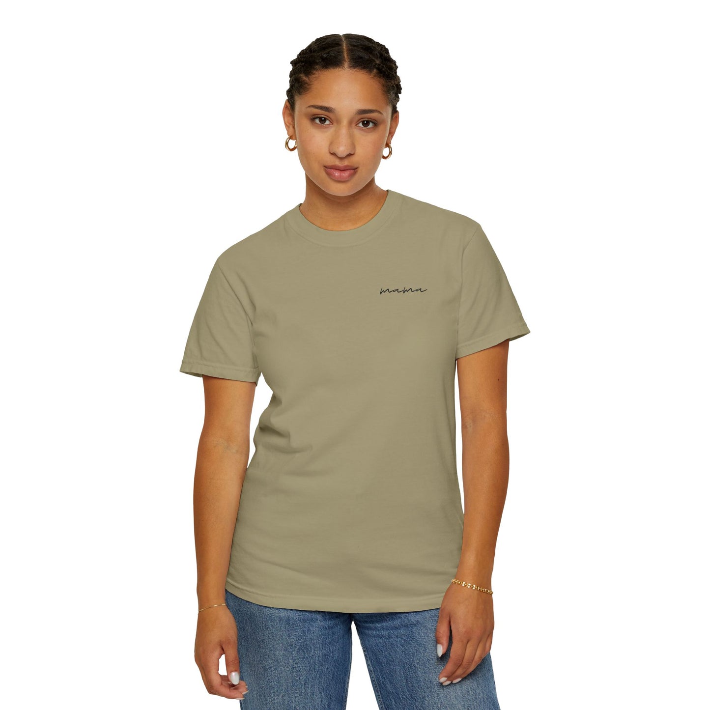 Mama Script Tee — Minimalist Embroidered "Mama" T-Shirt