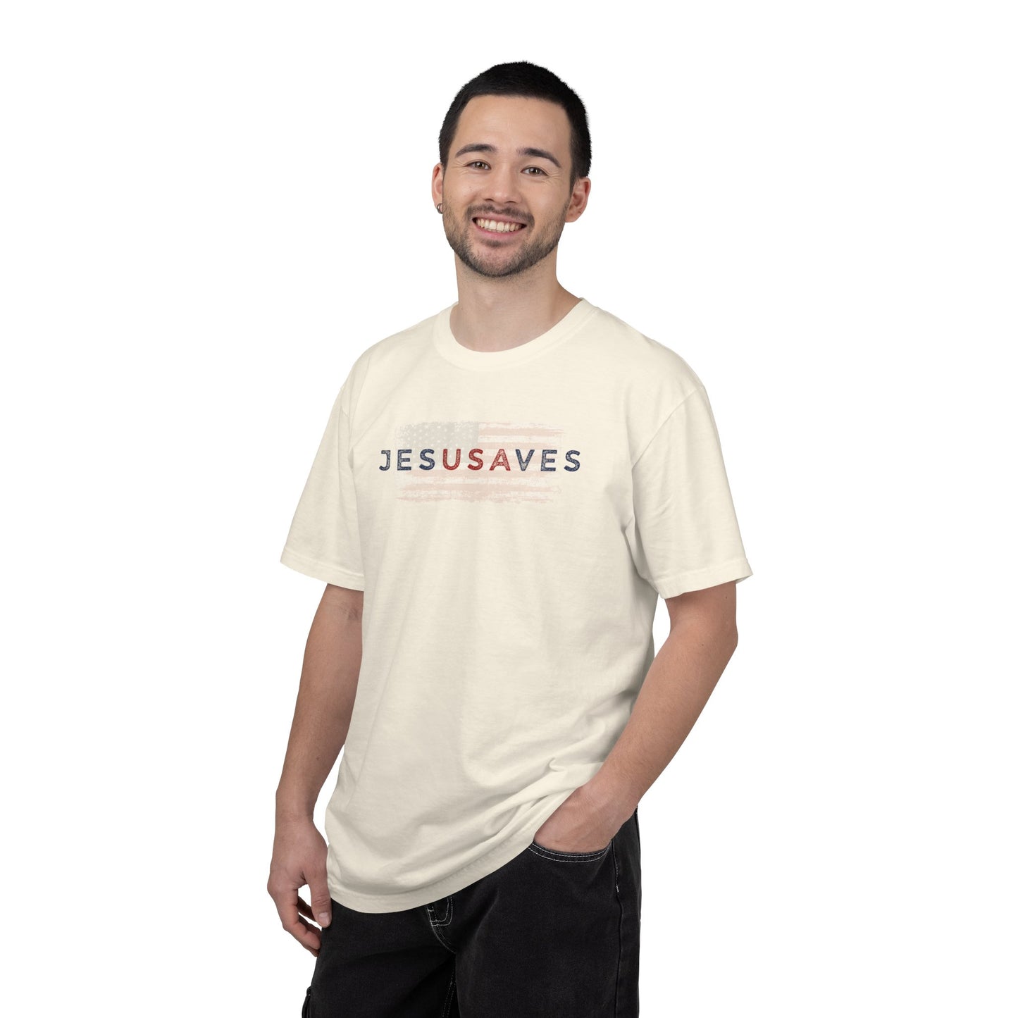 Jesus Saves T‑Shirt — Patriotic Faith Graphic Tee