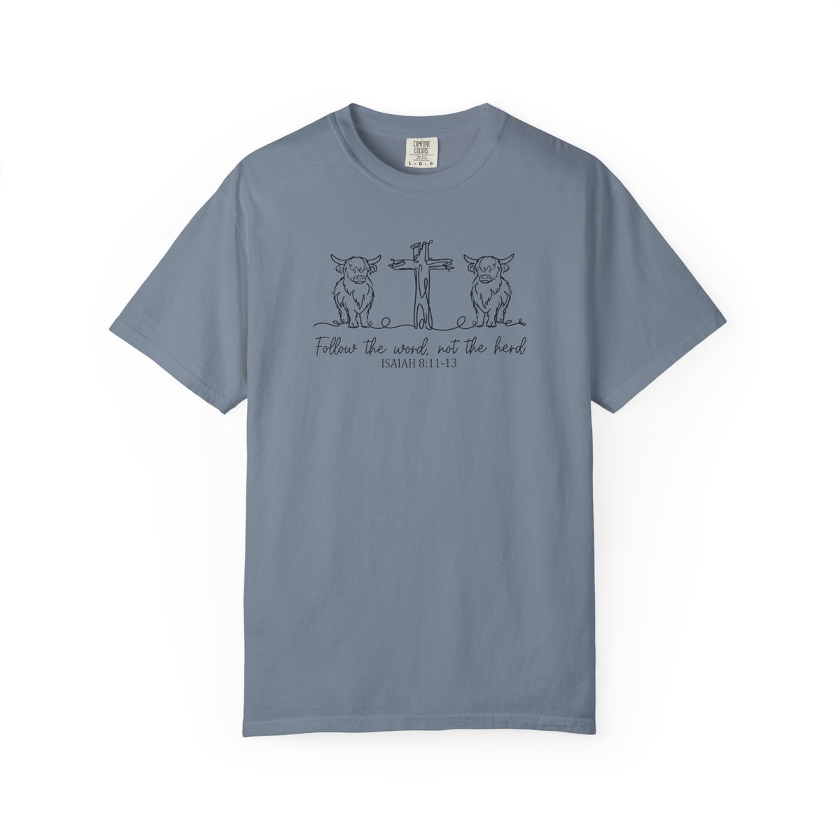 Christian Cross & Cow T-Shirt — "Follow the Word, Not the Herd" Graphic Tee