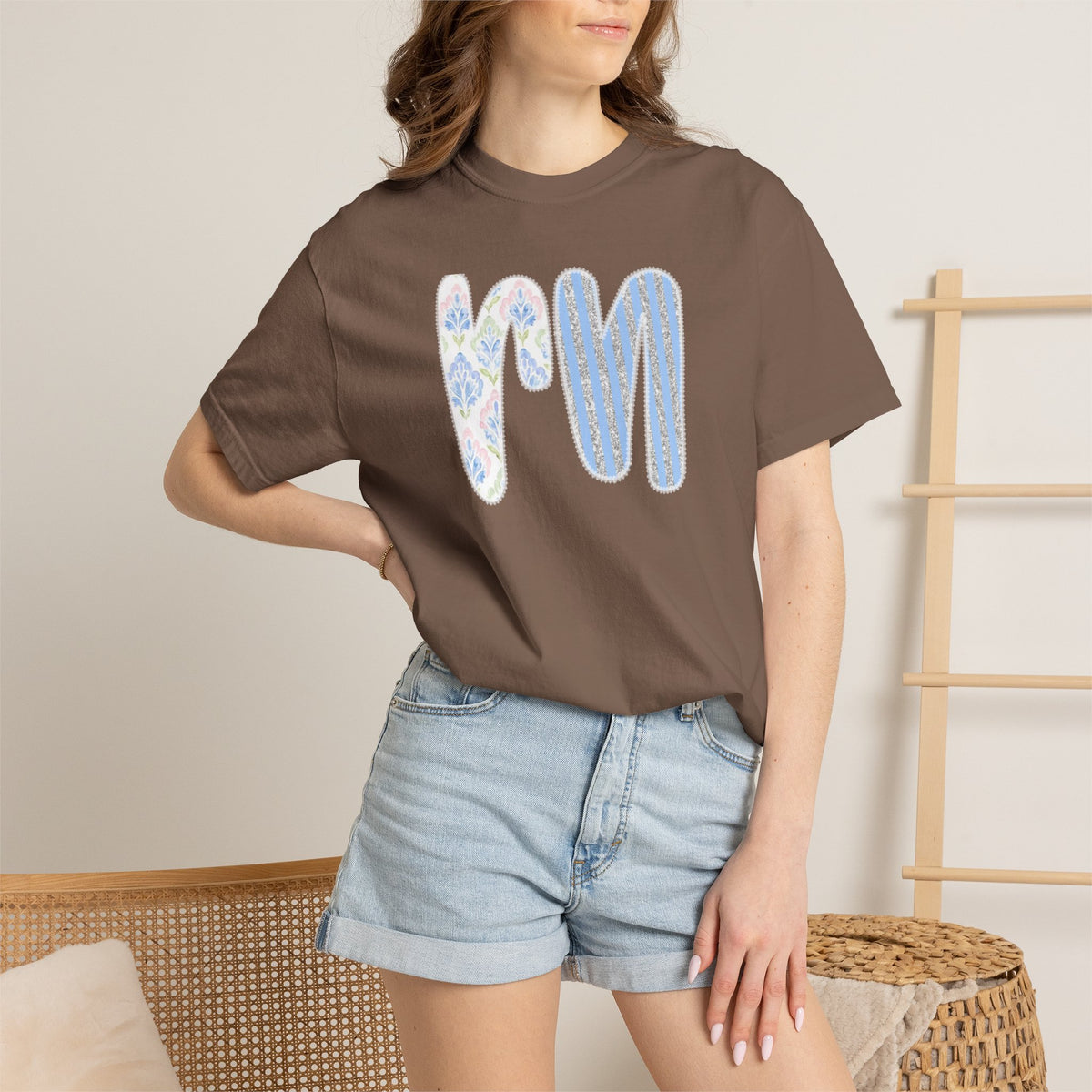 Retro 'RN' Floral Graphic T-Shirt — Garment-Dyed Casual Tee