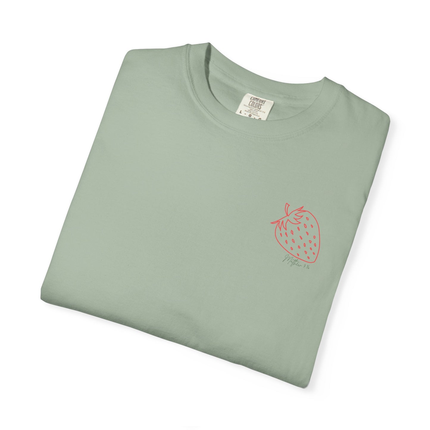 Strawberry Sketch T-Shirt — 'Matthew 7:16 Fruit' Graphic Tee
