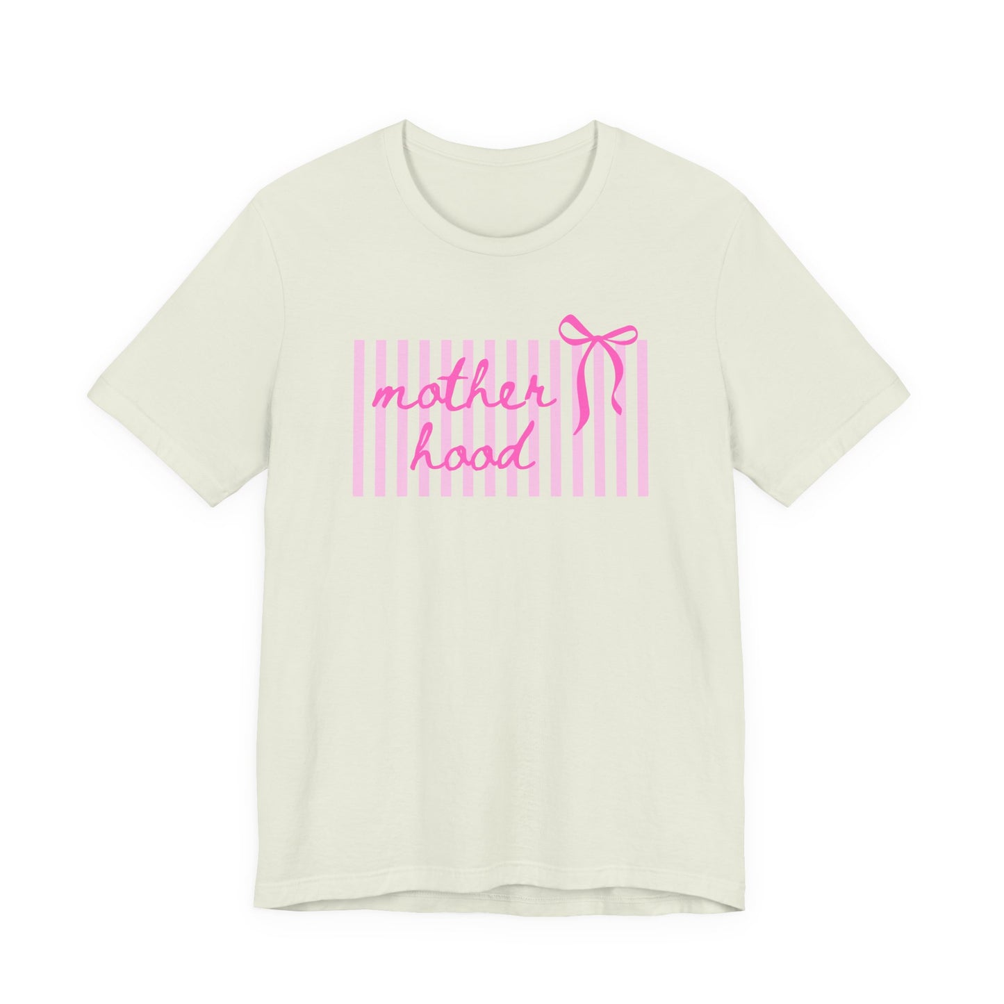 Motherhood Tee - Pink Stripes & Bow Mom Shirt