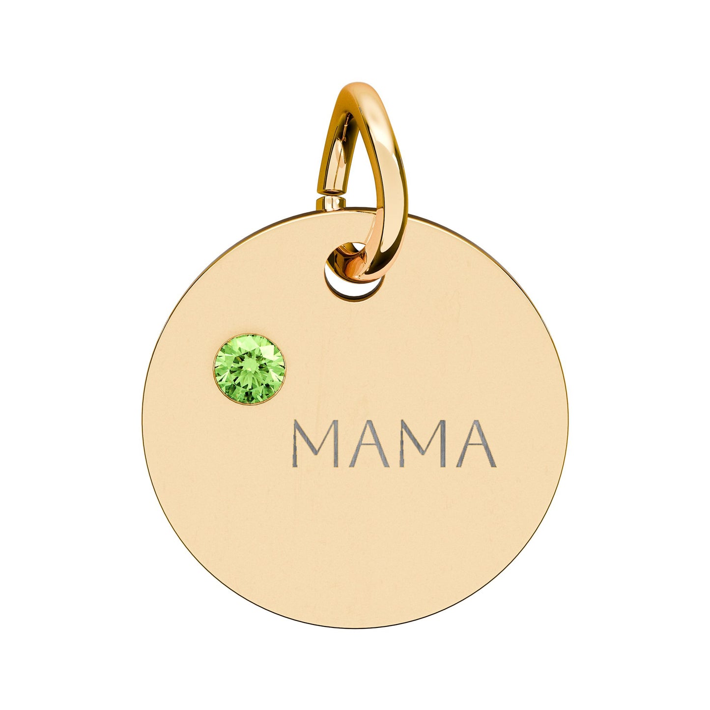 Engraved Birthstone Circle Charm 'MAMA' - Pendant Only