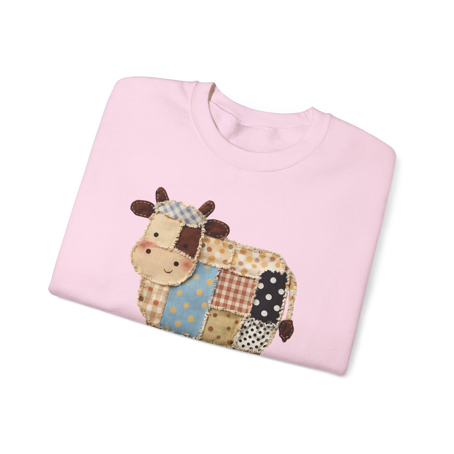 Patchwork Cow Print Sweatshirt — Cute Farm Animal Crewneck