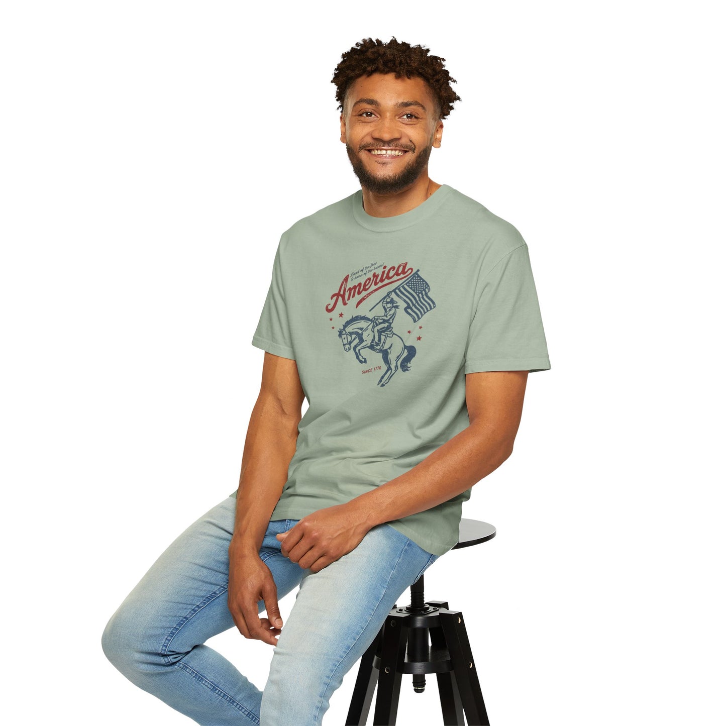 America Cowboy Flag T-Shirt – Retro Patriotic Rodeo Tee