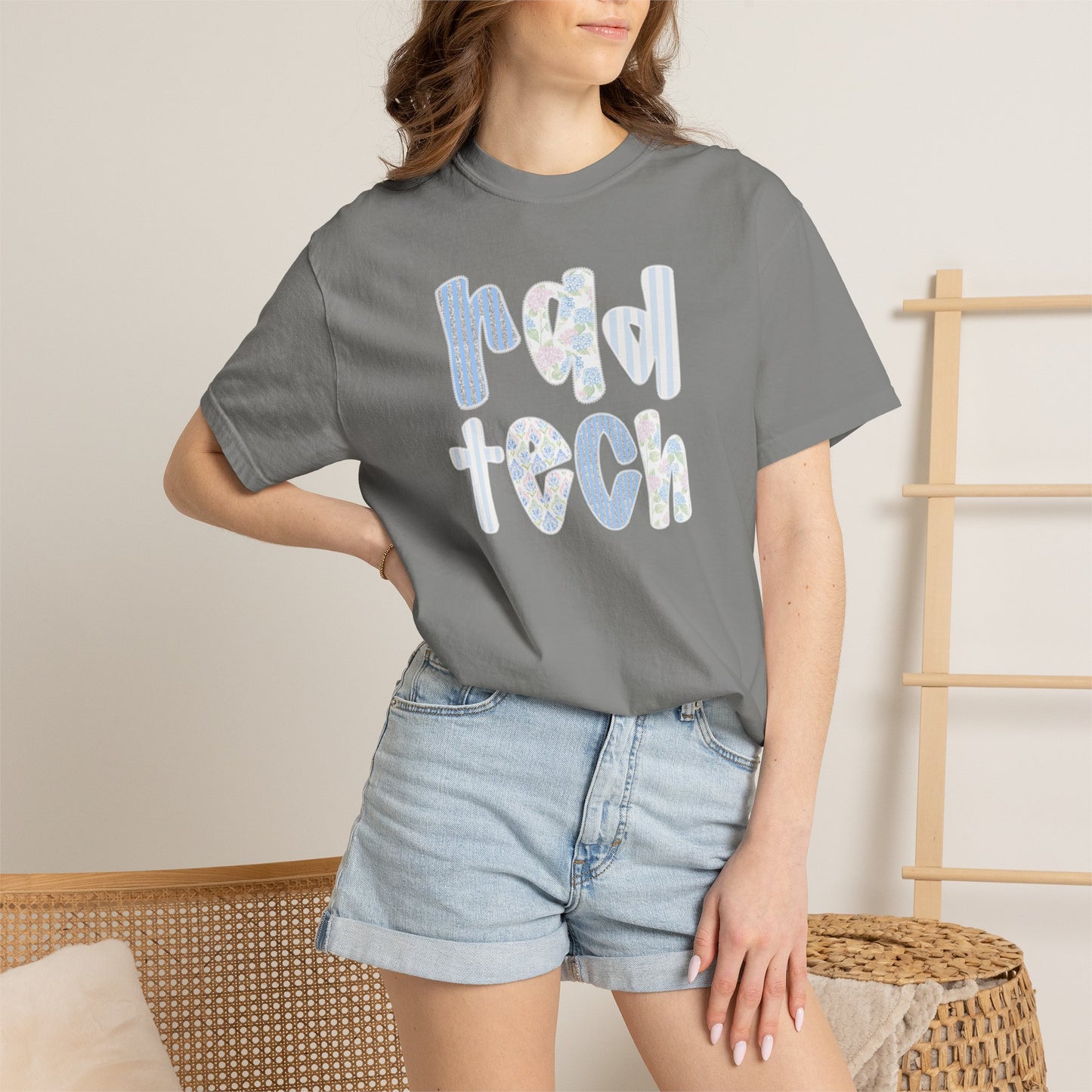 Rad Tech T-Shirt — Retro Floral 'rad tech' Graphic Tee for Radiologic Technologists