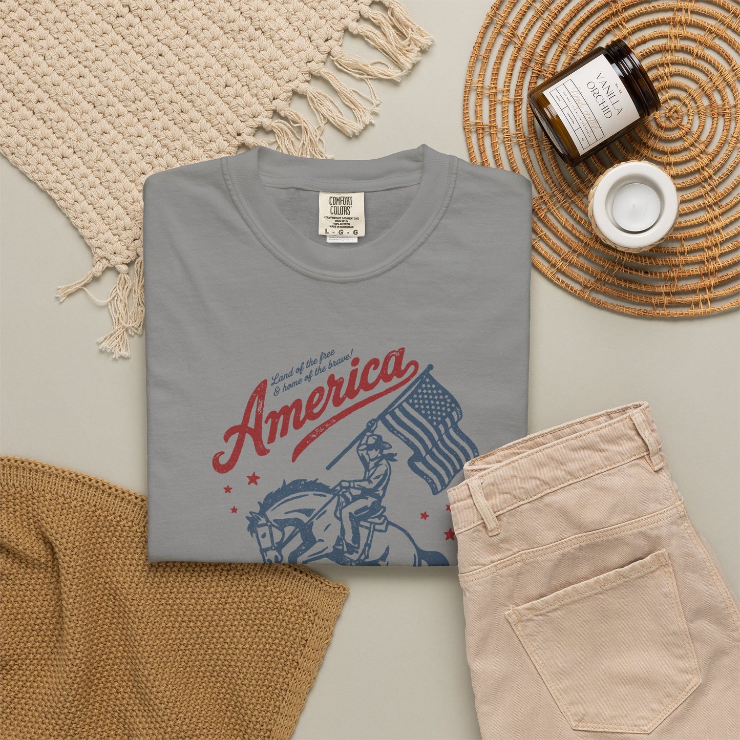 America Cowboy Flag T-Shirt – Retro Patriotic Rodeo Tee
