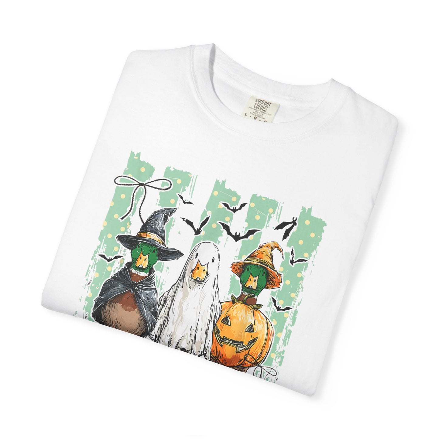 Duck Duck Boo Halloween T‑Shirt — Cute Witch & Pumpkin Ducks Graphic Tee