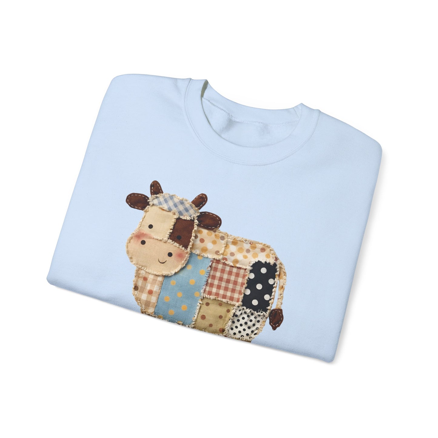 Patchwork Cow Print Sweatshirt — Cute Farm Animal Crewneck
