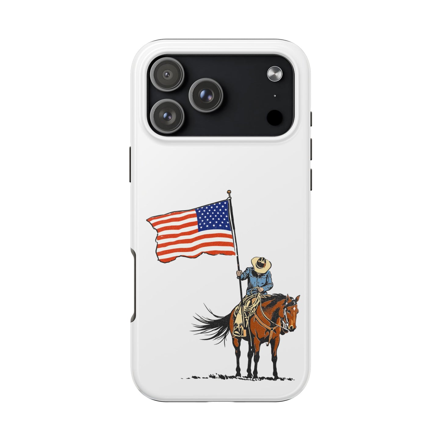 Rugged Western Phone Case — Cowboy Holding American Flag