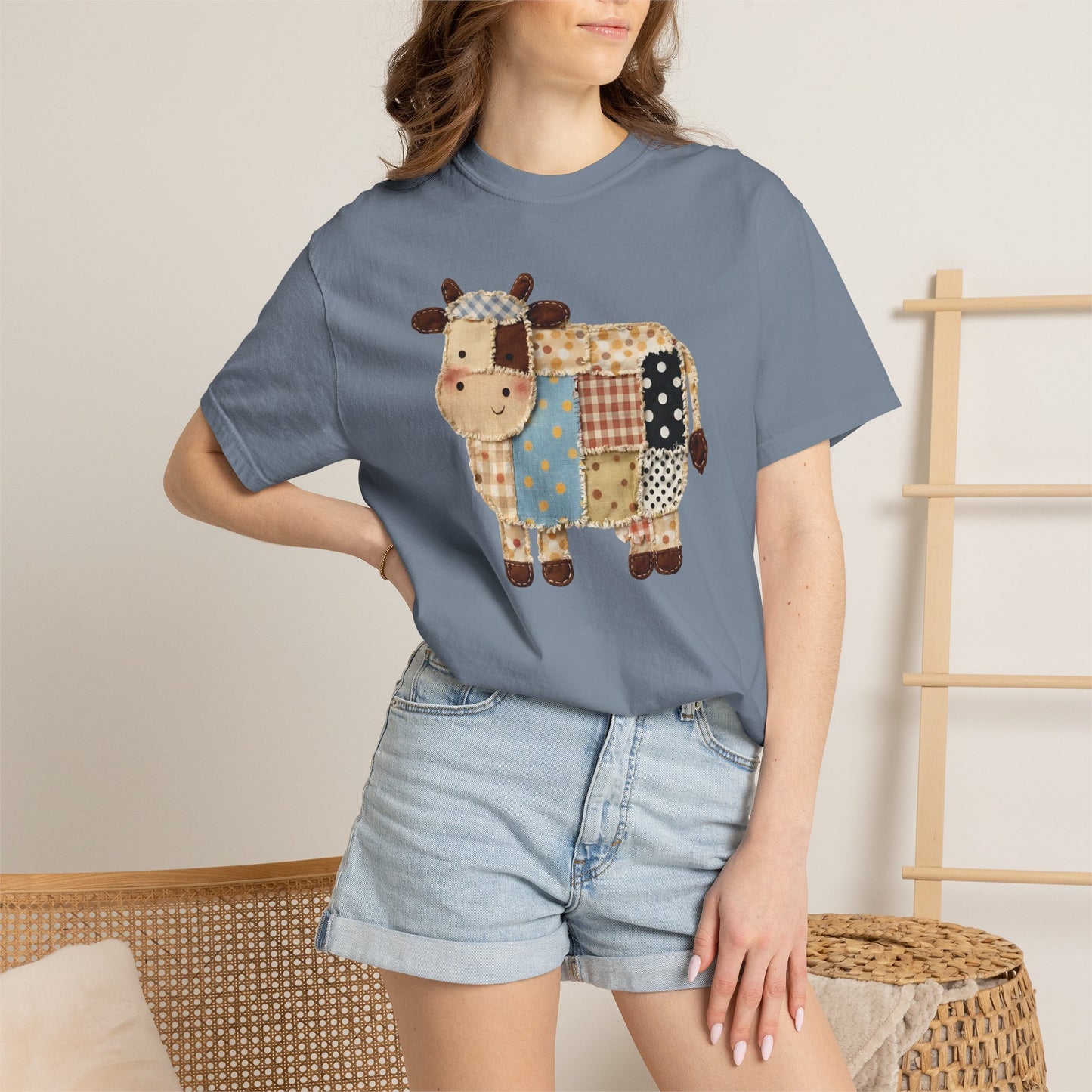 Patchwork Cow Print T-Shirt — Cute Farm Animal Graphic Tee
