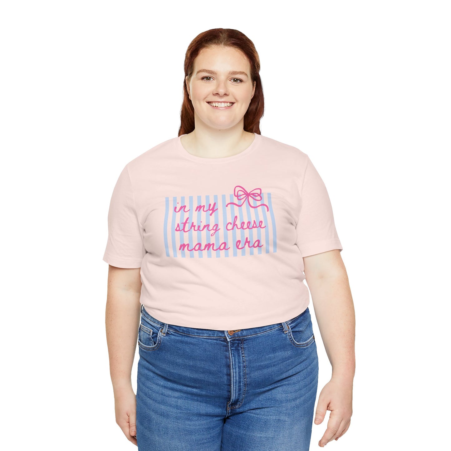 “In My String Cheese Mama Era” T-Shirt — Cute Pastel Retro Graphic Tee