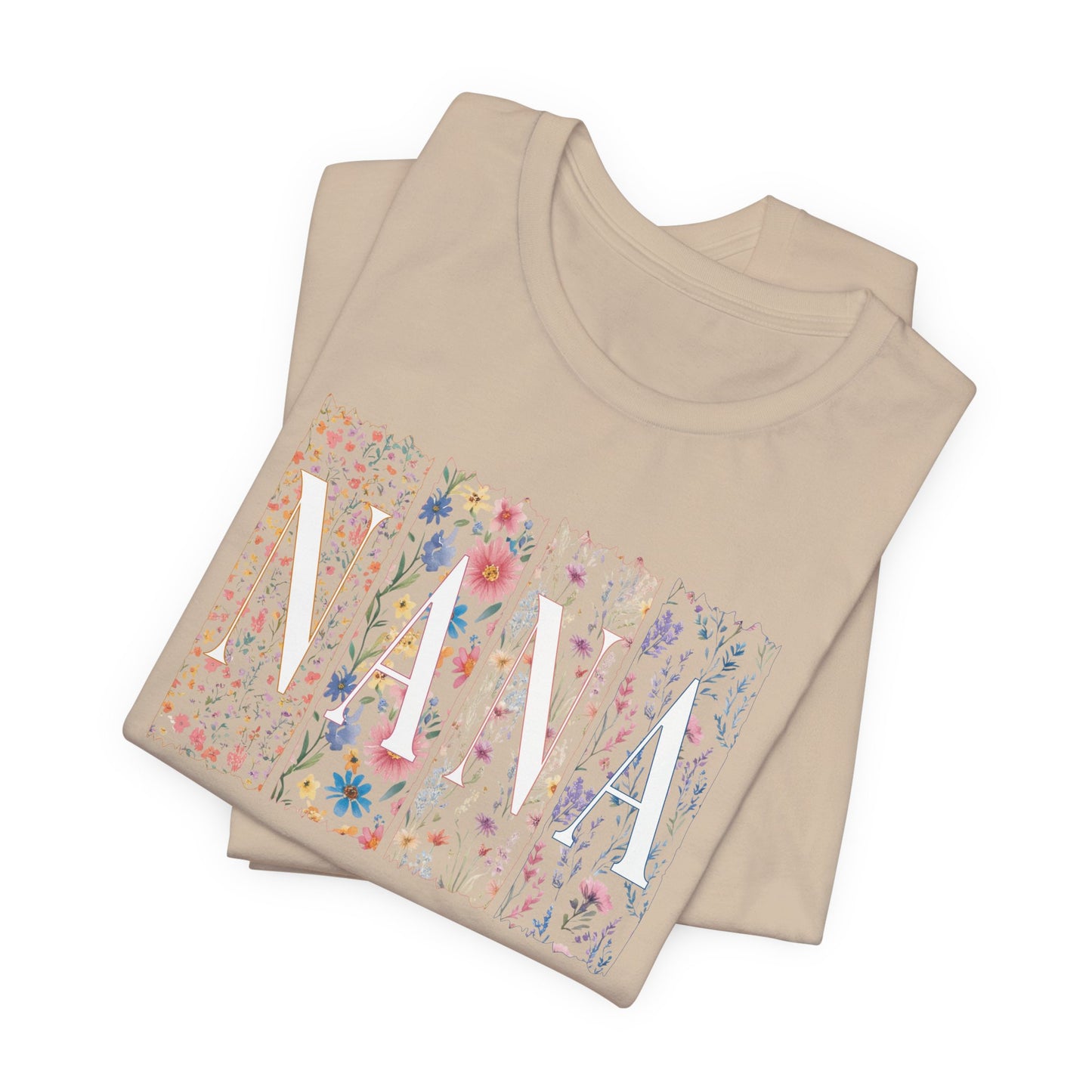 Floral Meadow "Nana" Graphic Tee — Colorful Wildflower Illustration T-Shirt