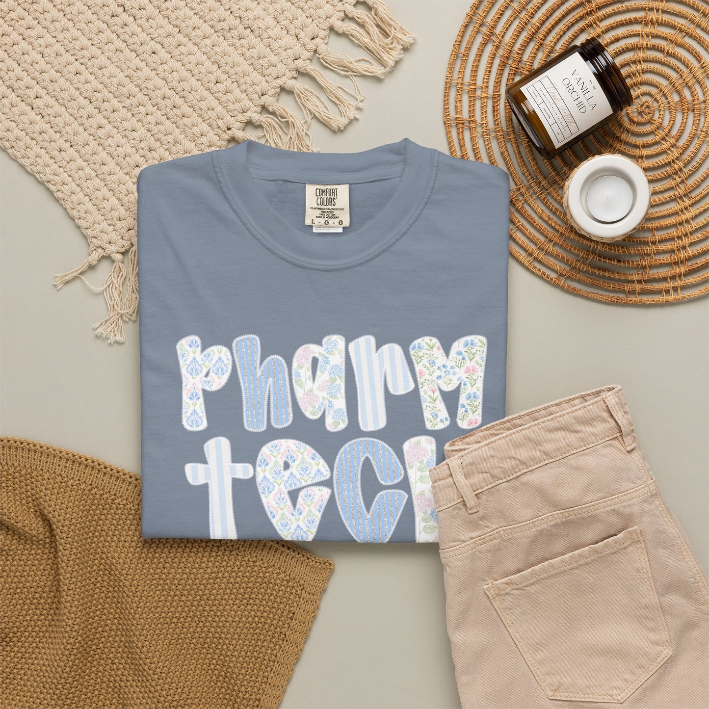 Pharm Tech T-Shirt — Floral Pastel Typography Tee