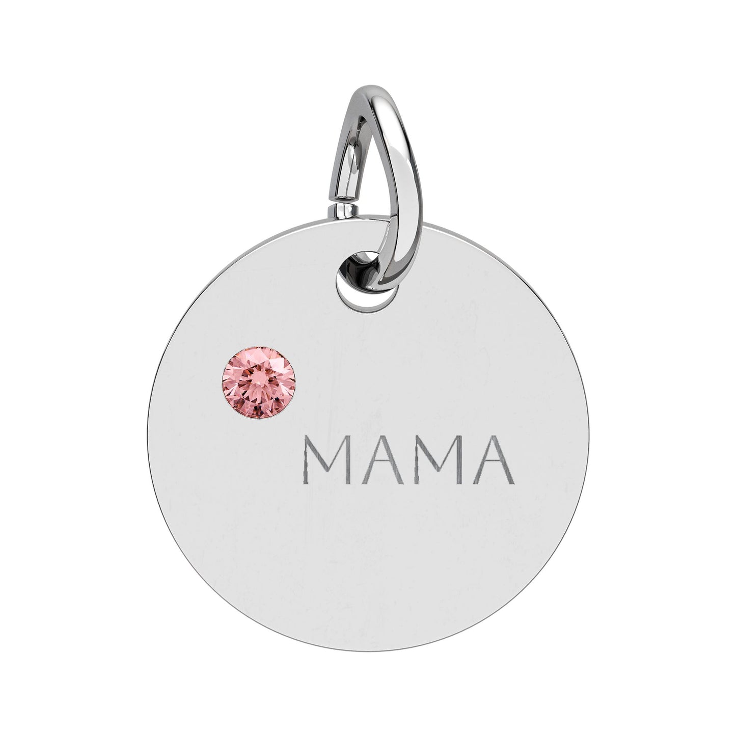 Engraved Birthstone Circle Charm 'MAMA' - Pendant Only