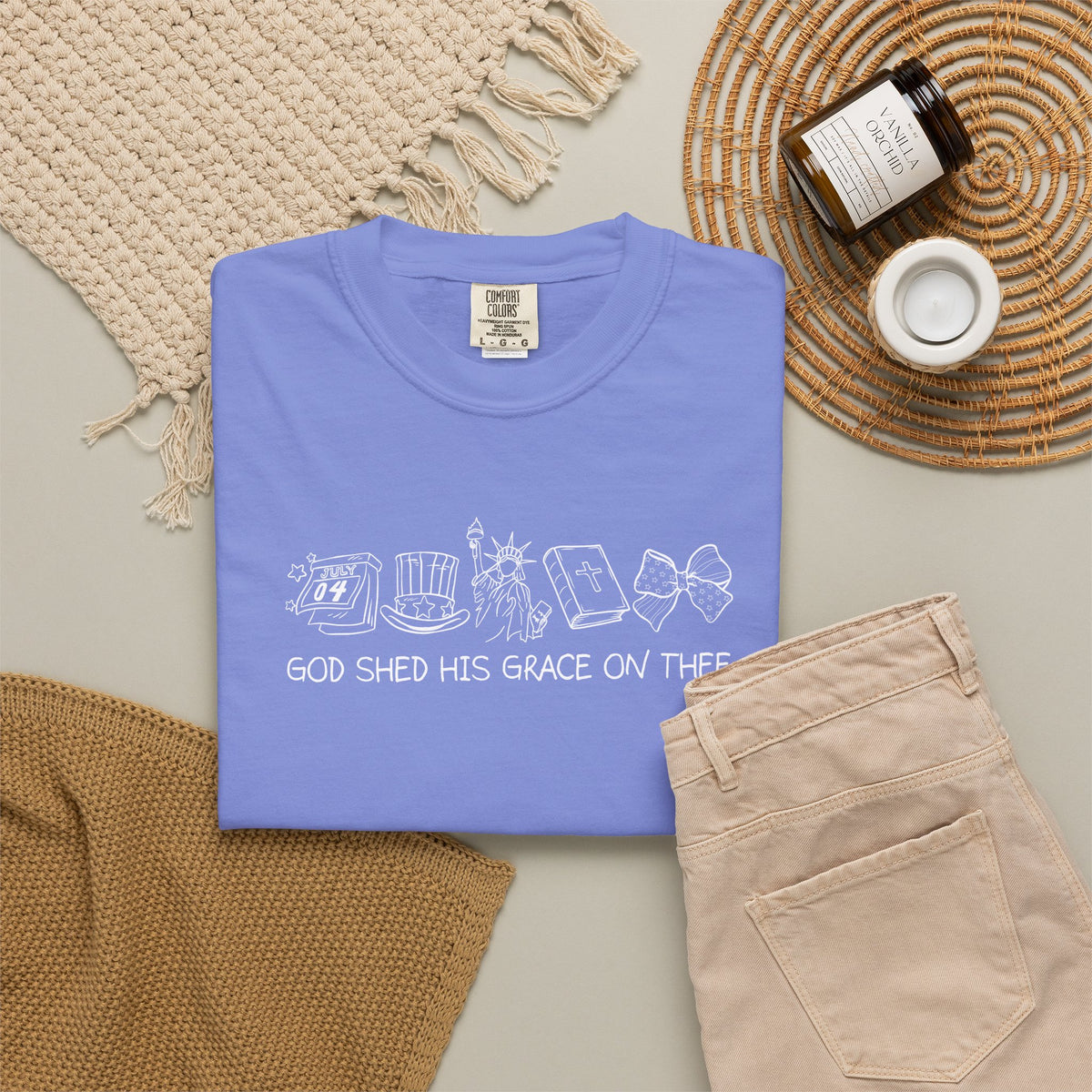Graphic T-Shirt — 'God Shed His Grace On Thee' Minimal Line Art