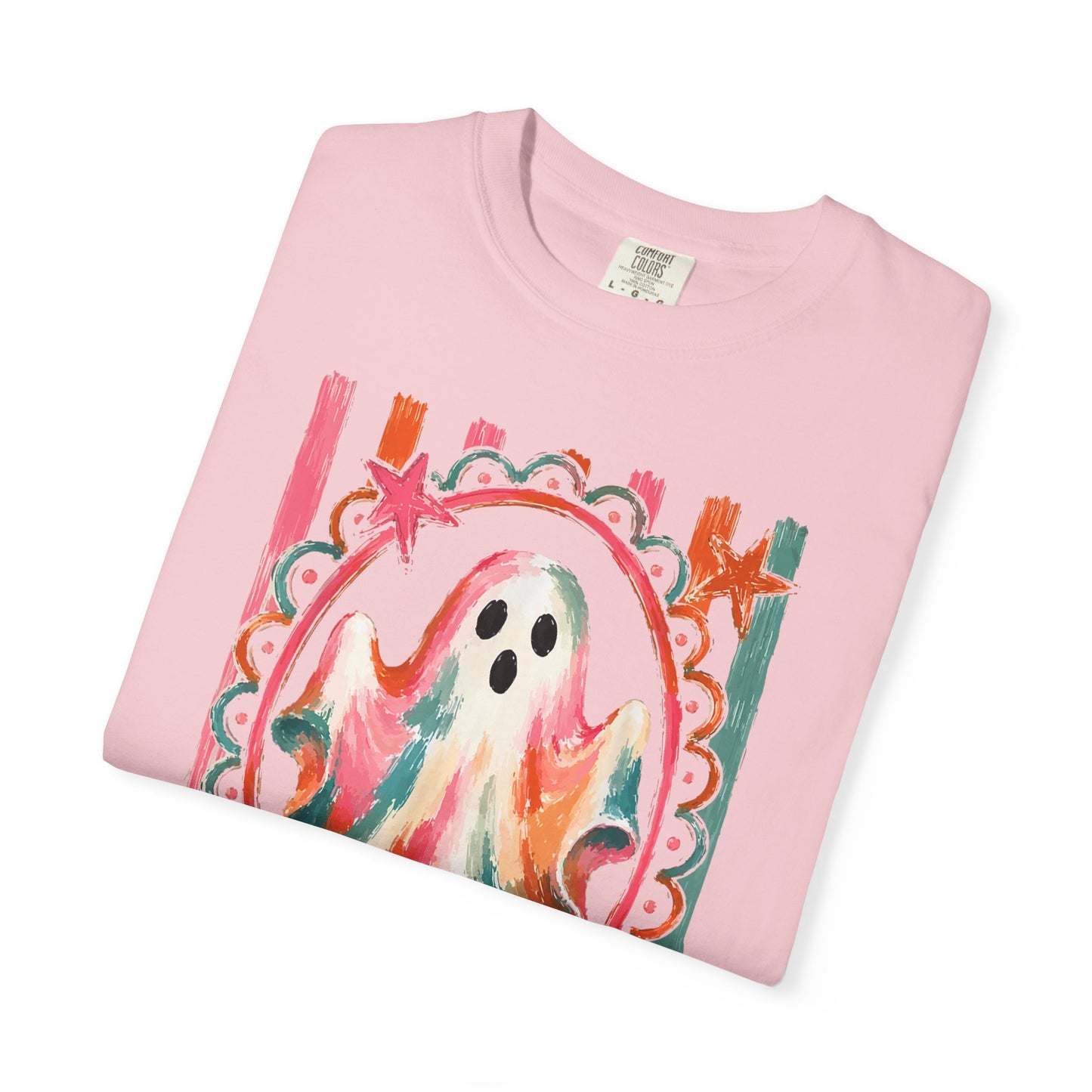 Watercolor Ghost Tee — Colorful Halloween Graphic T-Shirt
