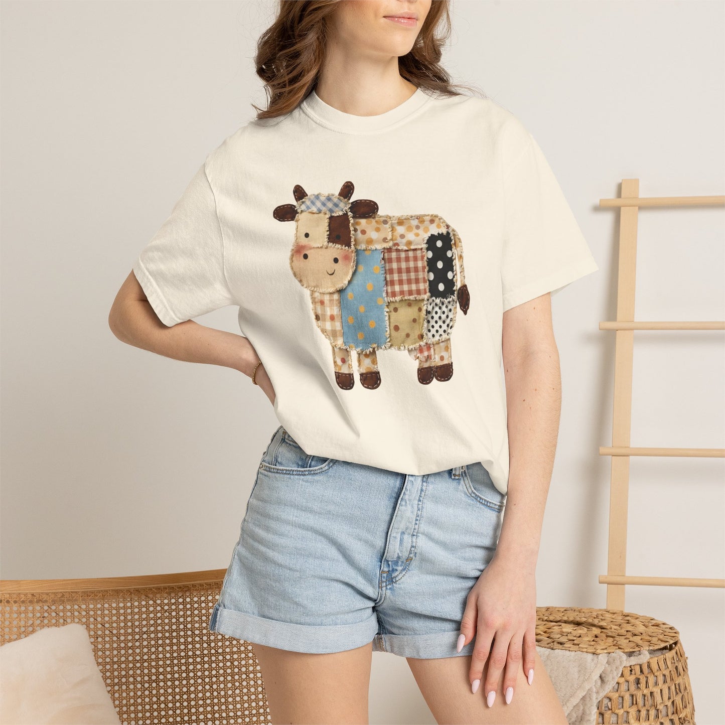 Patchwork Cow Print T-Shirt — Cute Farm Animal Graphic Tee