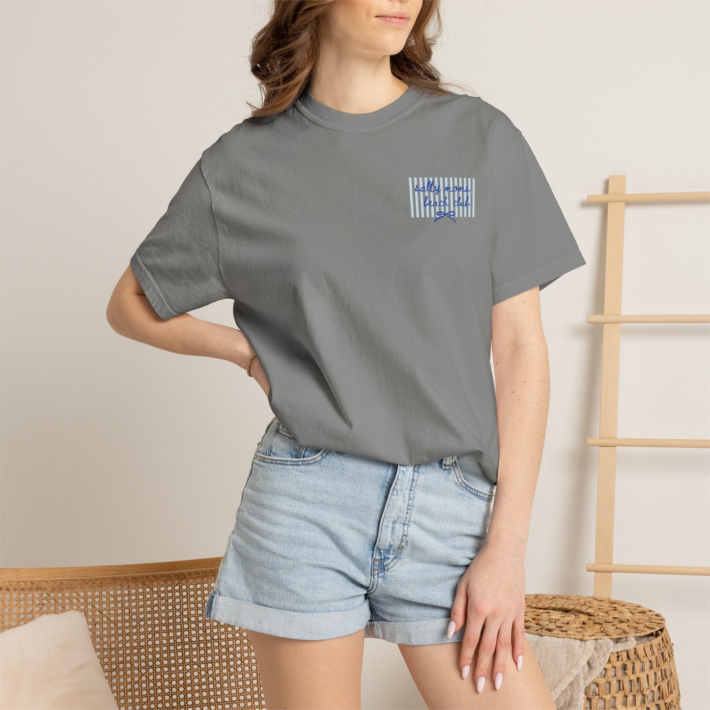 Pocket Script T‑Shirt — "Salty Moms Beach Club" Minimal Graphic Tee